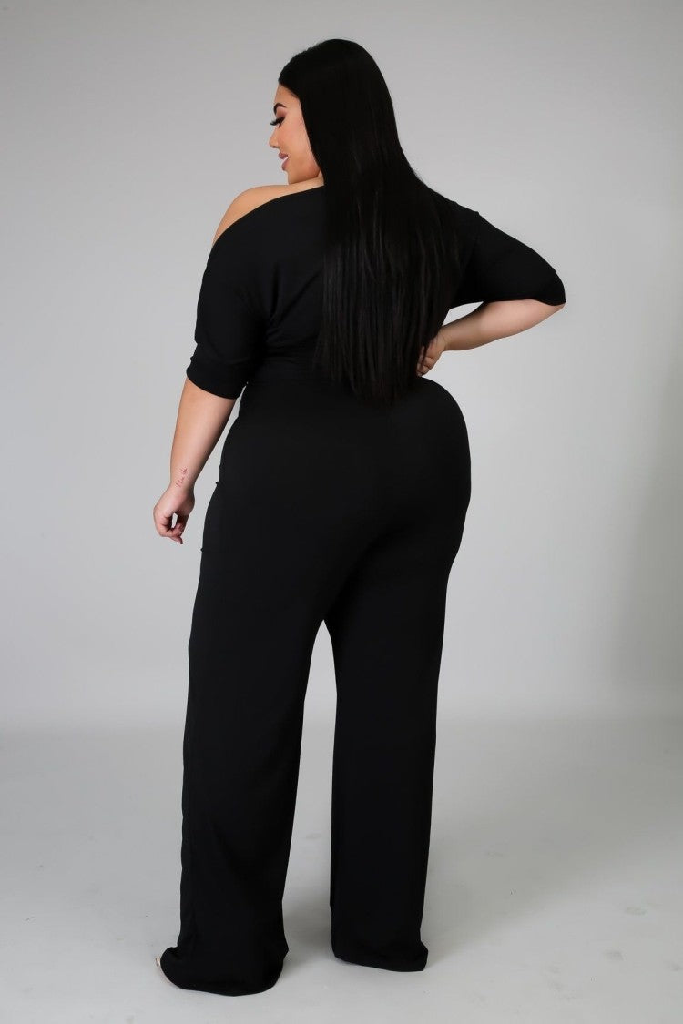 LADIES PLUS SIZE JUMPSUIT WINE RED / PINK / PURPLE / BLACK (SIZE XL - 5XL)