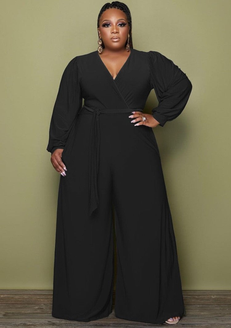 LADIES PLUS SIZE JUMPSUIT RED / BLACK (SIZE XL - 5XL)