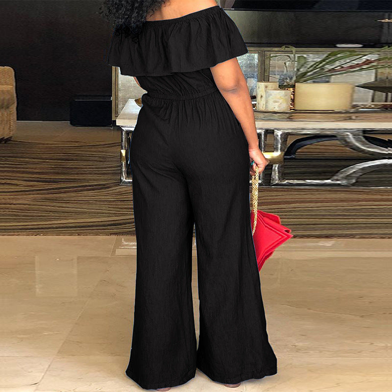 LADIES PLUS SIZE OFF THE SHOULDER JUMPSUIT 5 COLOURS (SIZE XL - 5XL)