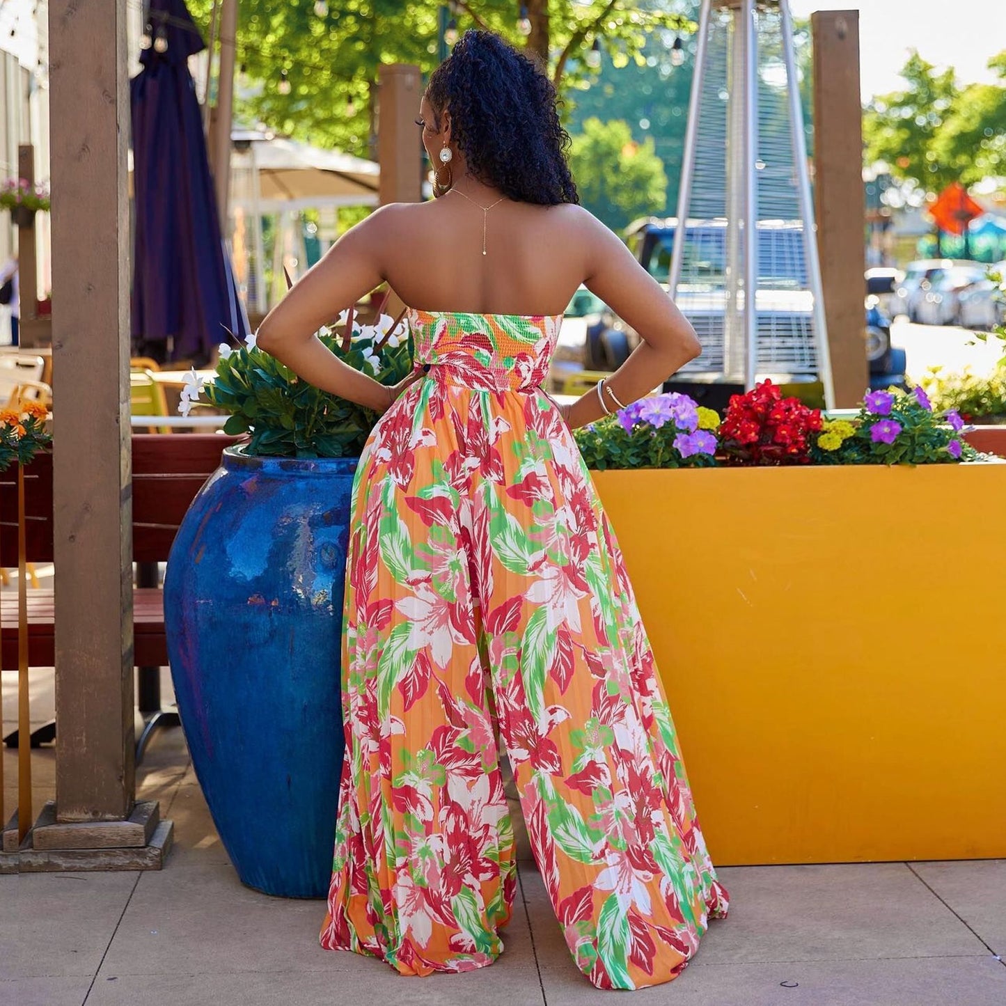 LADIES PLUS SIZE JUMPSUIT PINK (SIZE L - 3XL)
