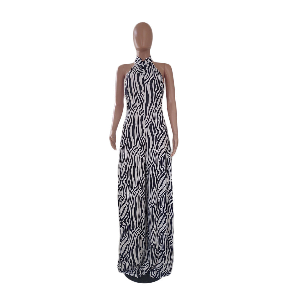 LADIES PLUS SIZE JUMPSUIT ZEBRA PRINT (SIZE XL - 5XL)