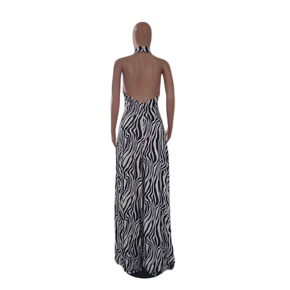 LADIES PLUS SIZE JUMPSUIT ZEBRA PRINT (SIZE XL - 5XL)
