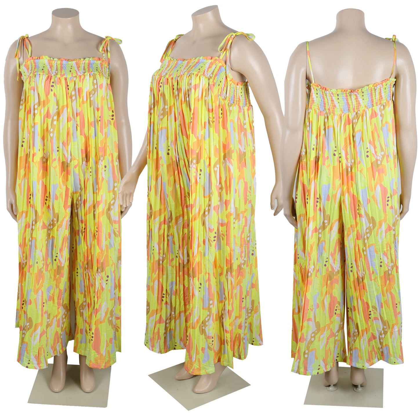 LADIES PLUS SIZE JUMPSUIT YELLOW / GREEN / COLOR 1 (SIZE L - 3XL)