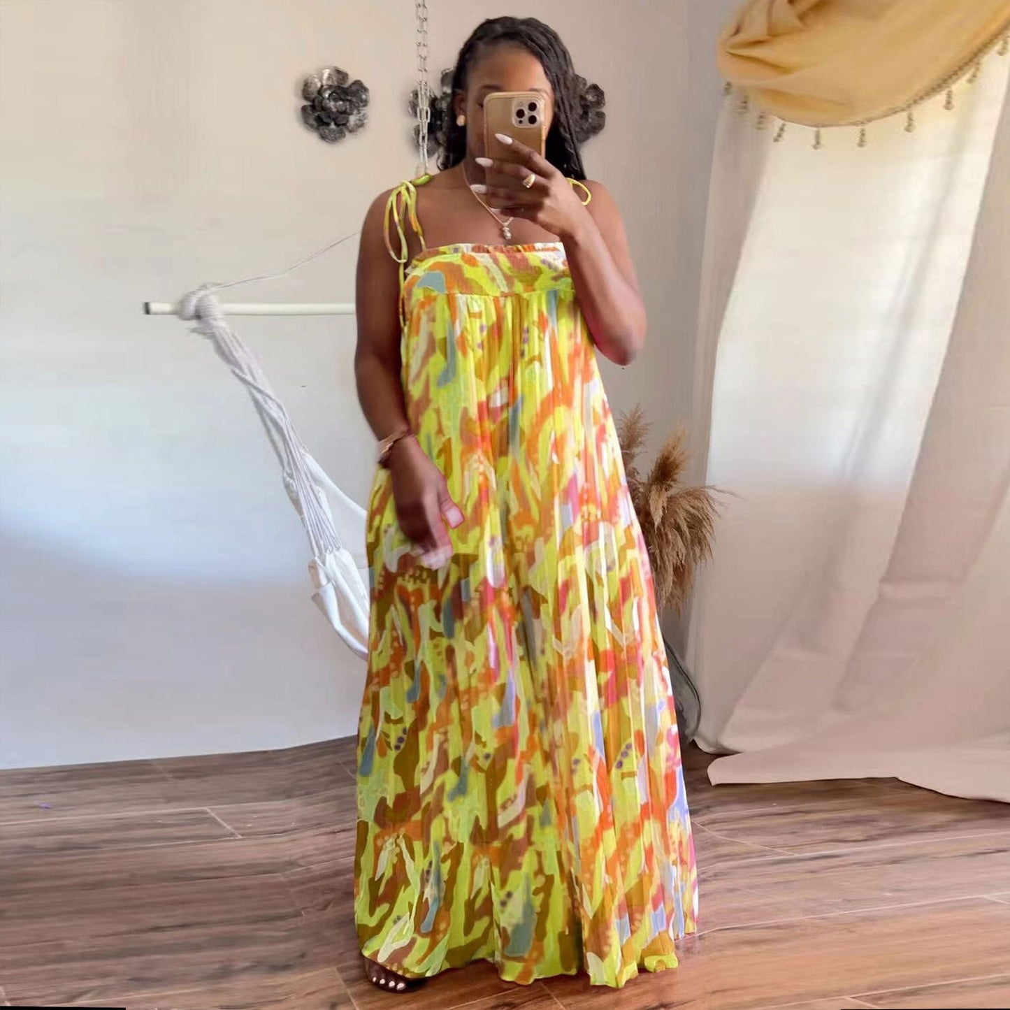 LADIES PLUS SIZE JUMPSUIT YELLOW / GREEN / COLOR 1 (SIZE L - 3XL)