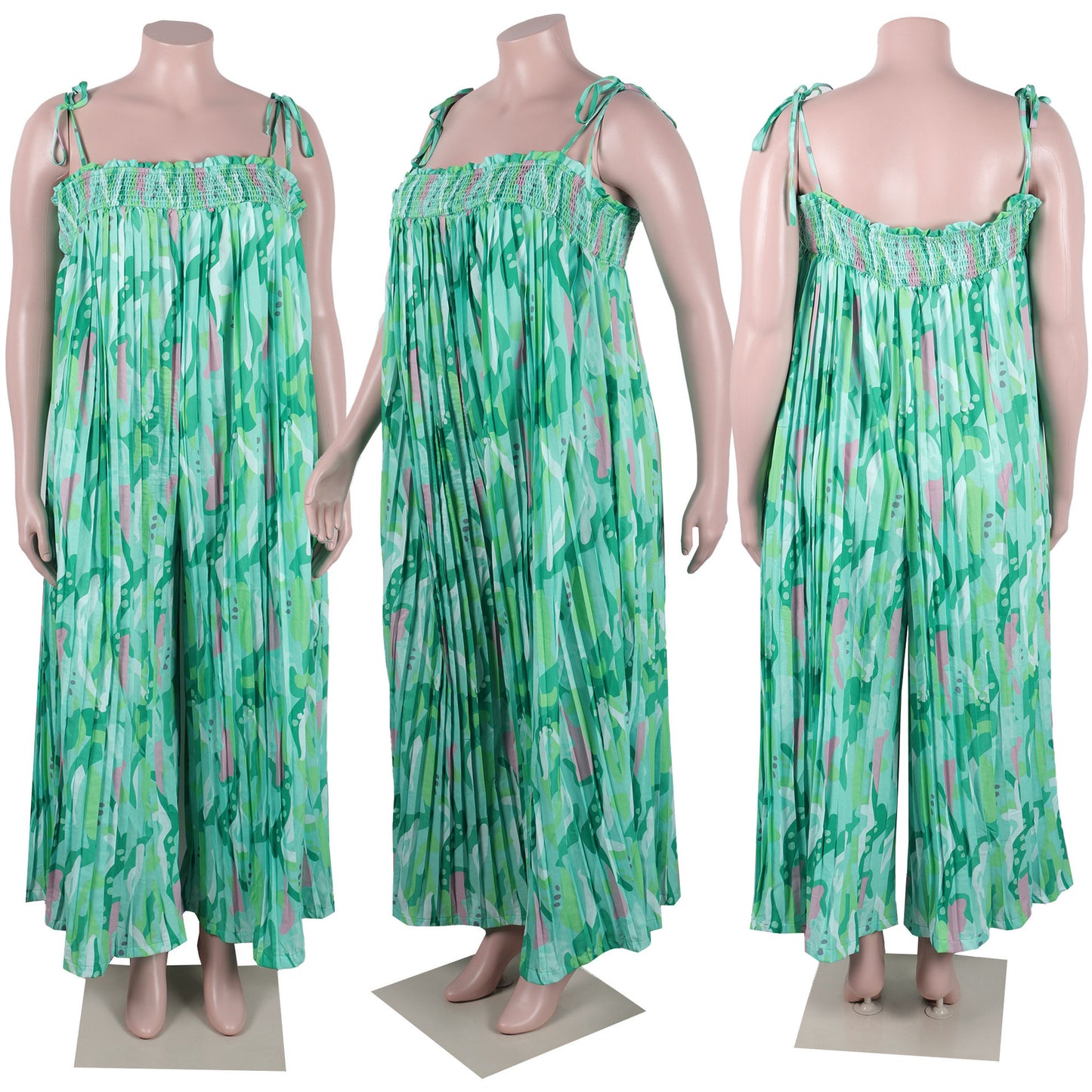 LADIES PLUS SIZE JUMPSUIT YELLOW / GREEN / COLOR 1 (SIZE L - 3XL)
