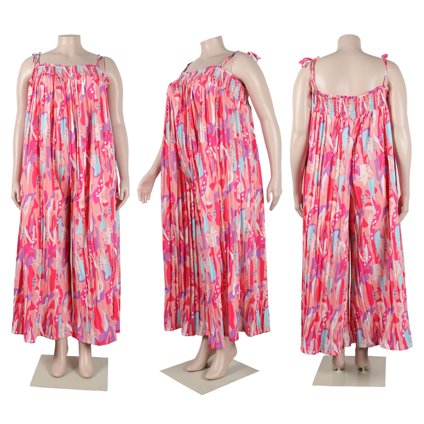 LADIES PLUS SIZE JUMPSUIT YELLOW / GREEN / COLOR 1 (SIZE L - 3XL)
