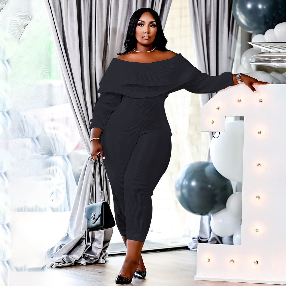 LADIES PLUS SIZE JUMPSUIT WHITE / BLACK / ORANGE / BLUE / PURPLE (SIZE XL - 5XL)