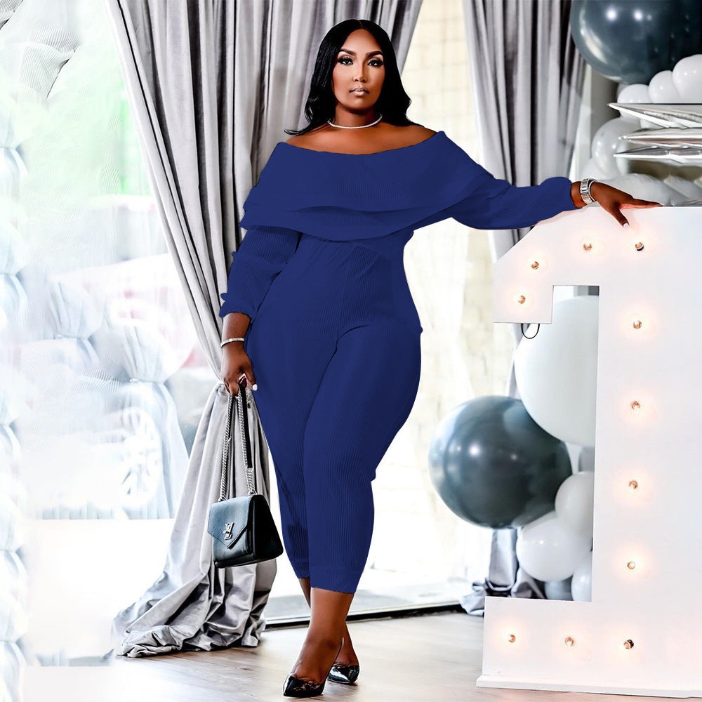 LADIES PLUS SIZE JUMPSUIT WHITE / BLACK / ORANGE / BLUE / PURPLE (SIZE XL - 5XL)