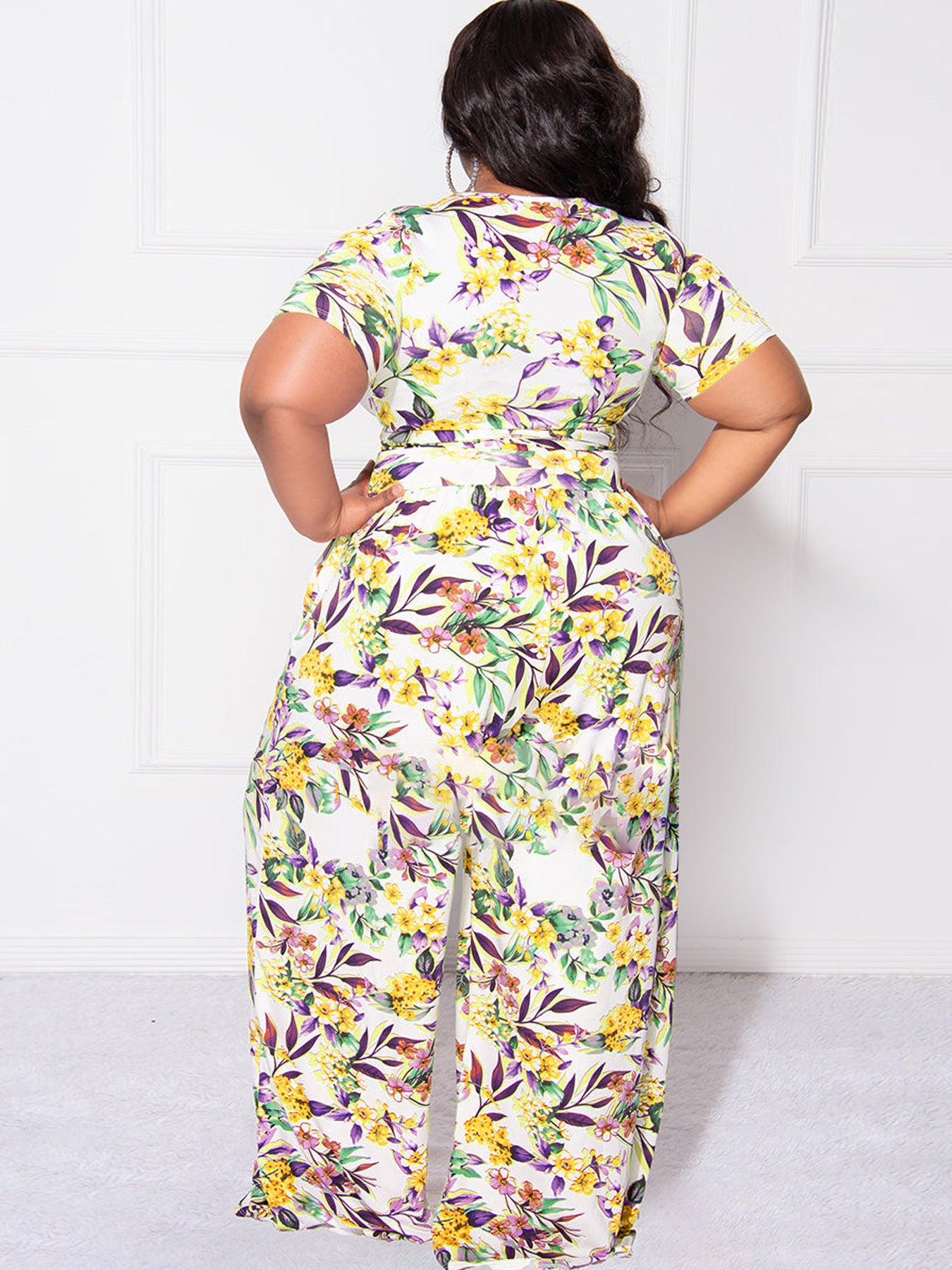 LADIES PLUS SIZE TWO PIECE PANTS SET BLUE FLORAL / RED FLORAL / YELLOW FLORAL (SIZE XL - 5XL)