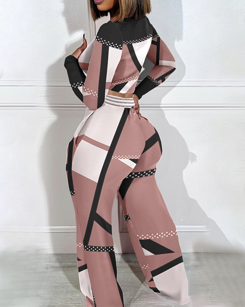 LADIES PLUS SIZE TWO PIECE PANTS & TOP SET GRAY / KHAKI / ORANGE (SIZE XL - 5XL)