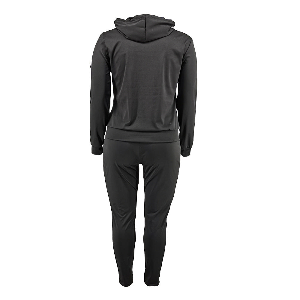 LADIES PLUS SIZE TWO PIECE TRACKSUIT GRAY / BLACK / YELLOW-BEIGE (SIZE XL - 5XL)