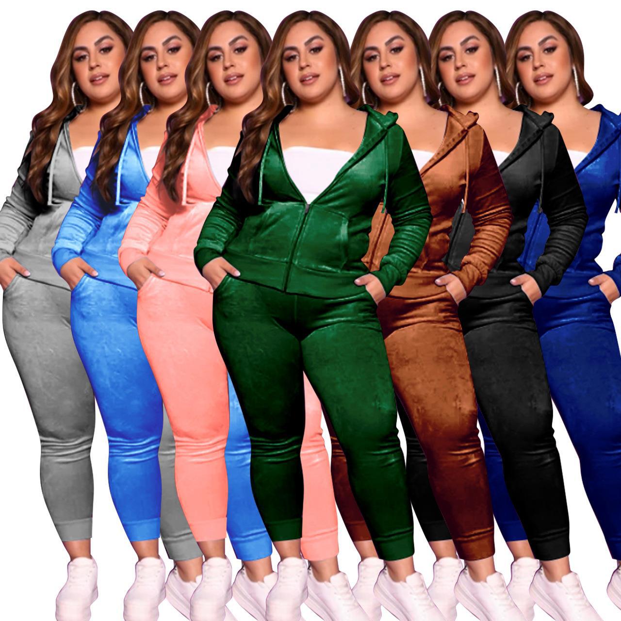 LADIES PLUS SIZE TWO PIECE TRACKSUIT SET 7 COLOURS (SIZE XL - 4XL)