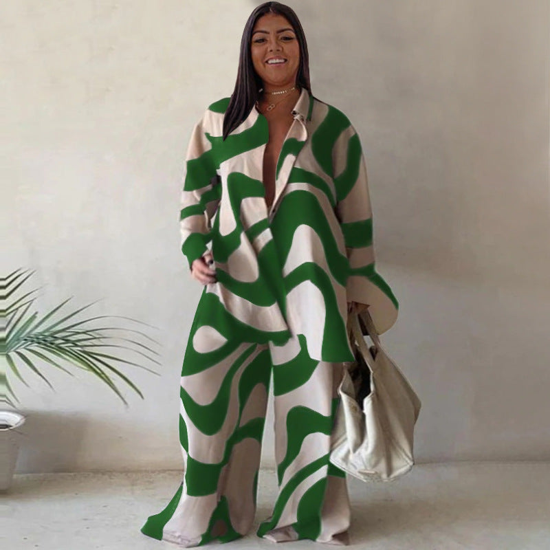 LADIES PLUS SIZE TWO PIECE SET BLACK / GREEN / ORANGE / BLUE (SIZE L - 4XL)