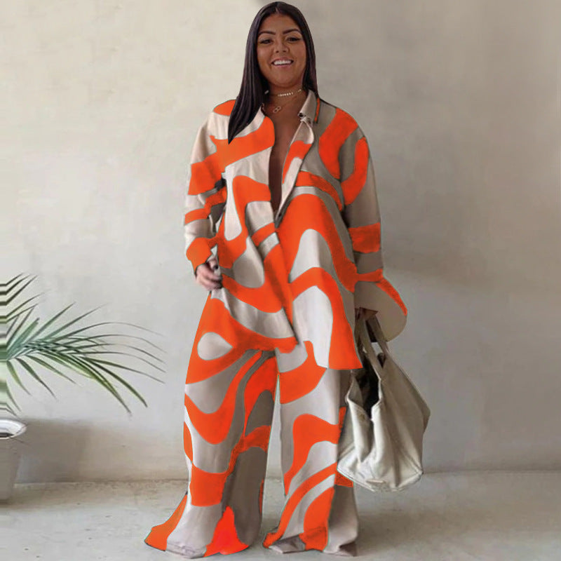 LADIES PLUS SIZE TWO PIECE SET BLACK / GREEN / ORANGE / BLUE (SIZE L - 4XL)