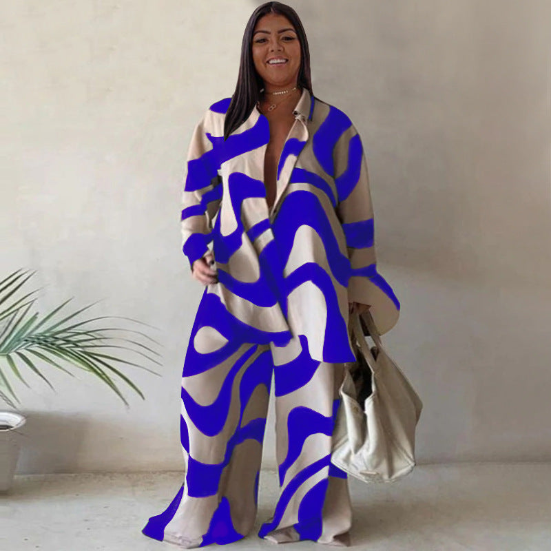 LADIES PLUS SIZE TWO PIECE SET BLACK / GREEN / ORANGE / BLUE (SIZE L - 4XL)