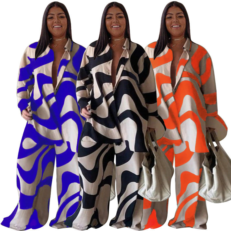 LADIES PLUS SIZE TWO PIECE SET BLACK / GREEN / ORANGE / BLUE (SIZE L - 4XL)
