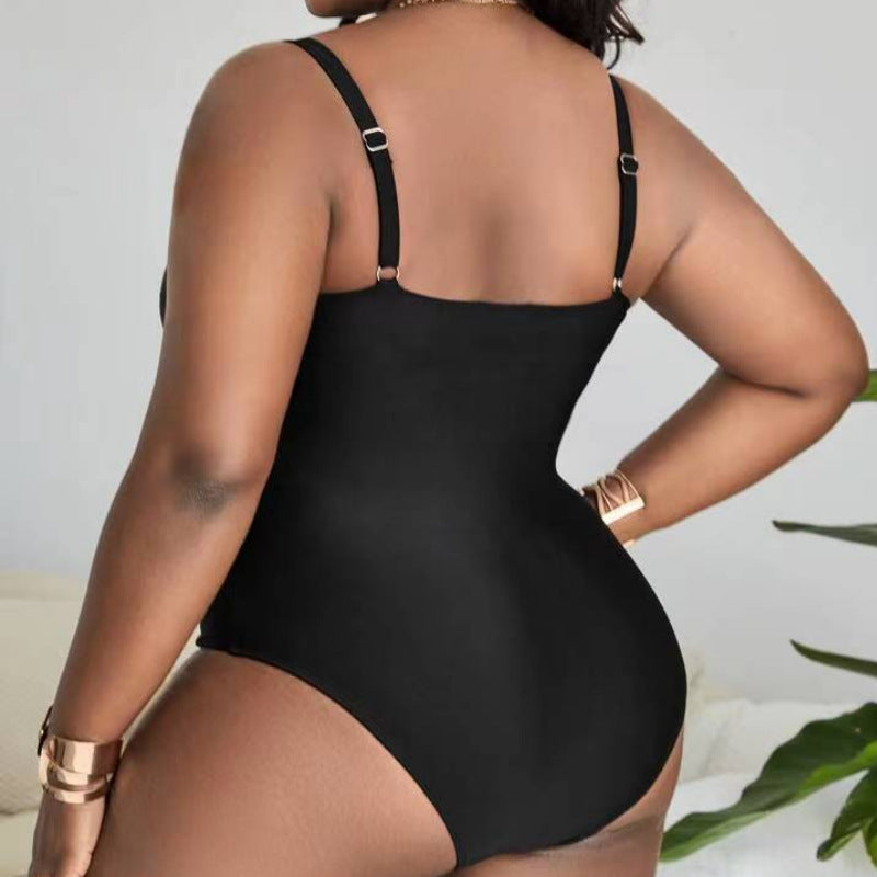 LADIES PLUS SIZE ONE PIECE SWIMSUIT BLACK (SIZE L - 4XL)