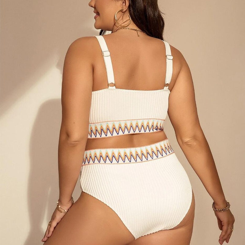 LADIES PLUS SIZE TWO PIECE SWIMSUIT SWIMWEAR BLACK / WHITE / WINE RED / GREEN (SIZE XL - 4XL)