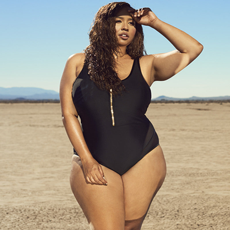 LADIES ONE PIECE SWIMSUIT SWIMWEAR BLACK (SIZE XL - 4XL)