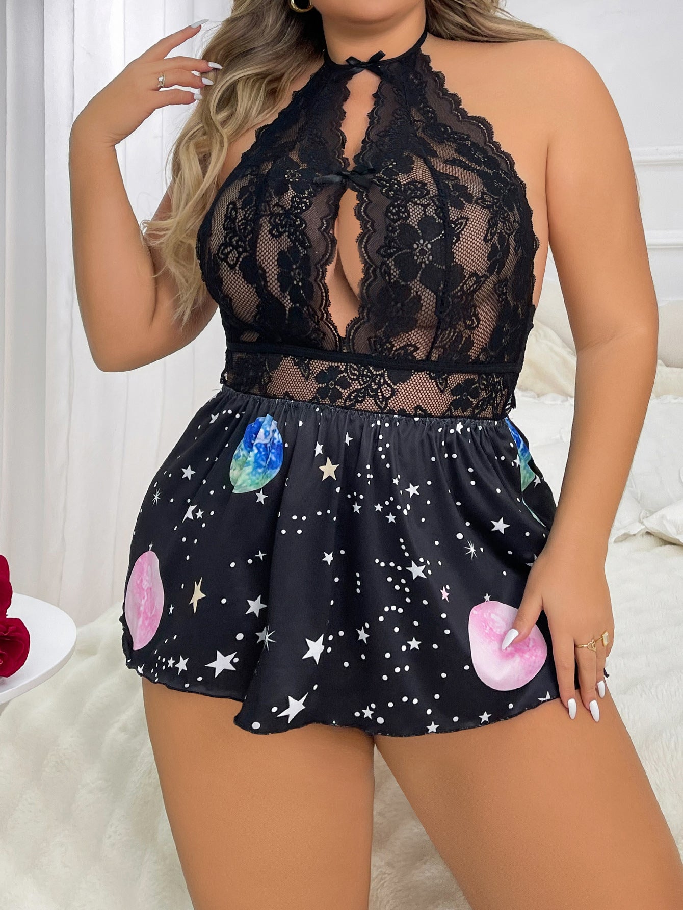 LADIES PLUS SIZE LINGERIE DRESS BLACK (SIZE XL - 4XL)