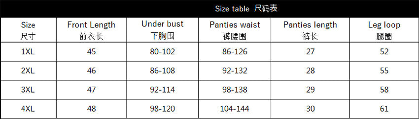 LADIES PLUS SIZE INTIMATE LINGERIE BLACK (SIZE XL - 4XL)