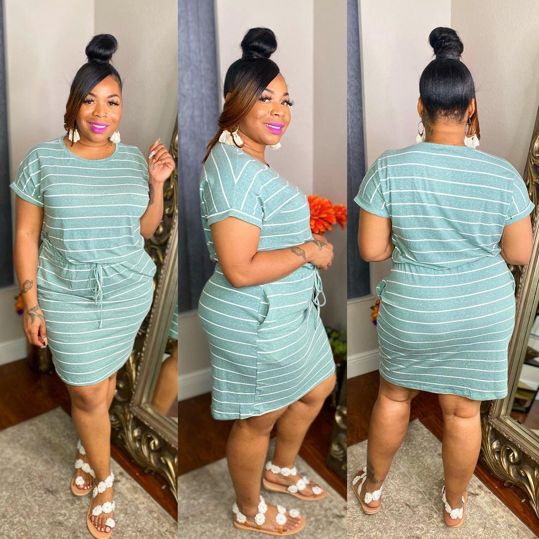 LADIES PLUS SIZE DRESS PINK / YELLOW / GREEN (SIZE L - 4XL)