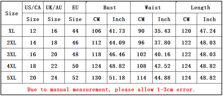 LADIES PLUS SIZE LONG DRESS (SIZE XL - 5XL)