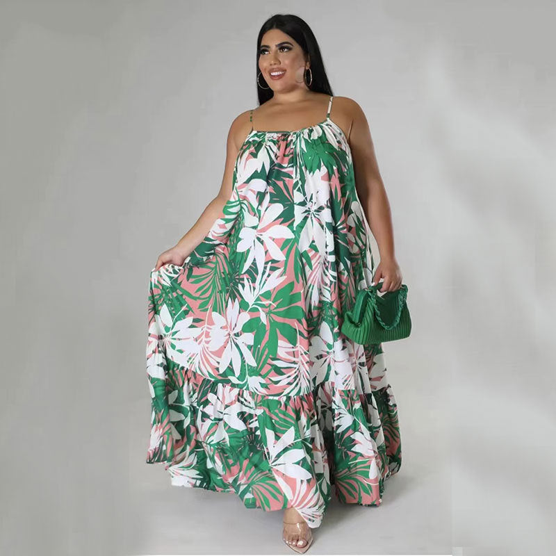 LADIES PLUS SIZE LONG DRESS RED / PINK / GREEN / BLACK (SIZE XL - 5XL)