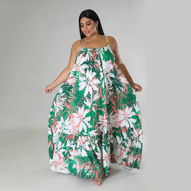 LADIES PLUS SIZE LONG DRESS RED / PINK / GREEN / BLACK (SIZE XL - 5XL)