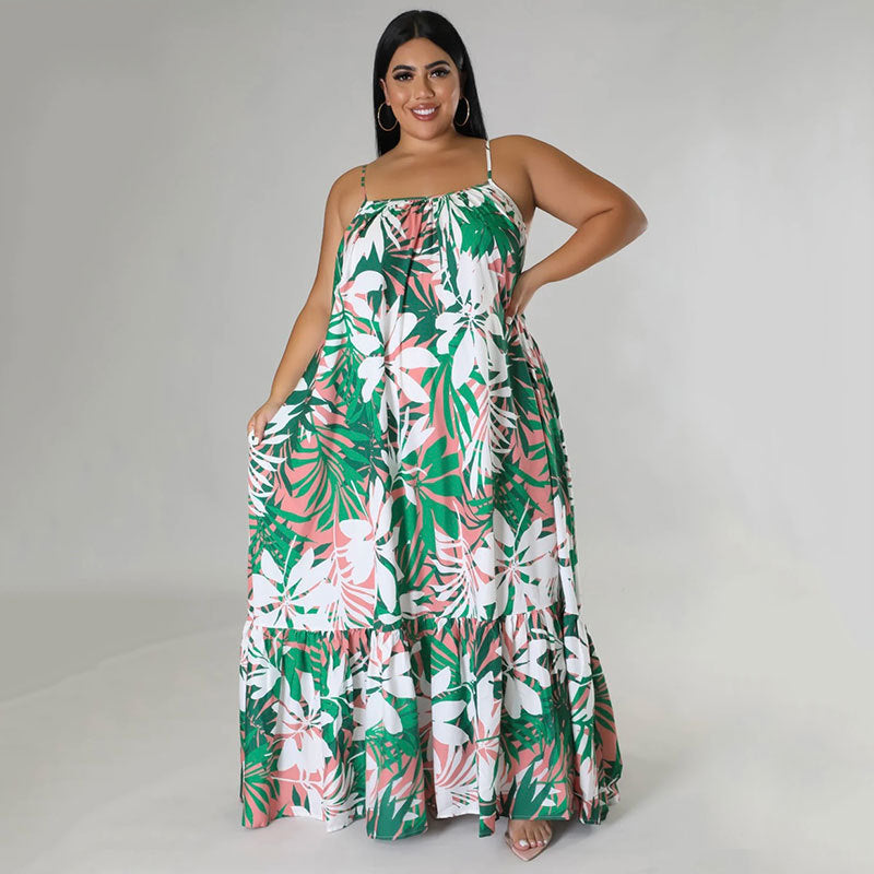 LADIES PLUS SIZE LONG DRESS RED / PINK / GREEN / BLACK (SIZE XL - 5XL)