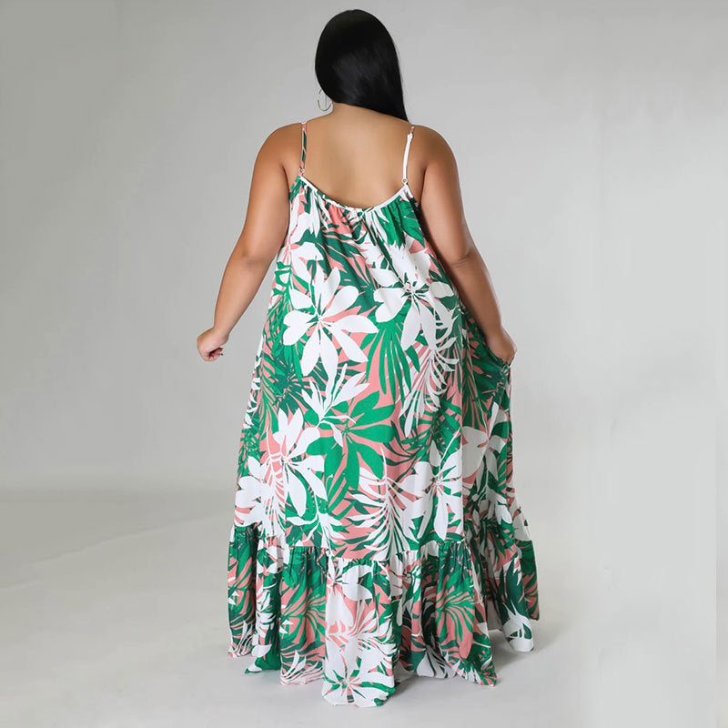 LADIES PLUS SIZE LONG DRESS RED / PINK / GREEN / BLACK (SIZE XL - 5XL)