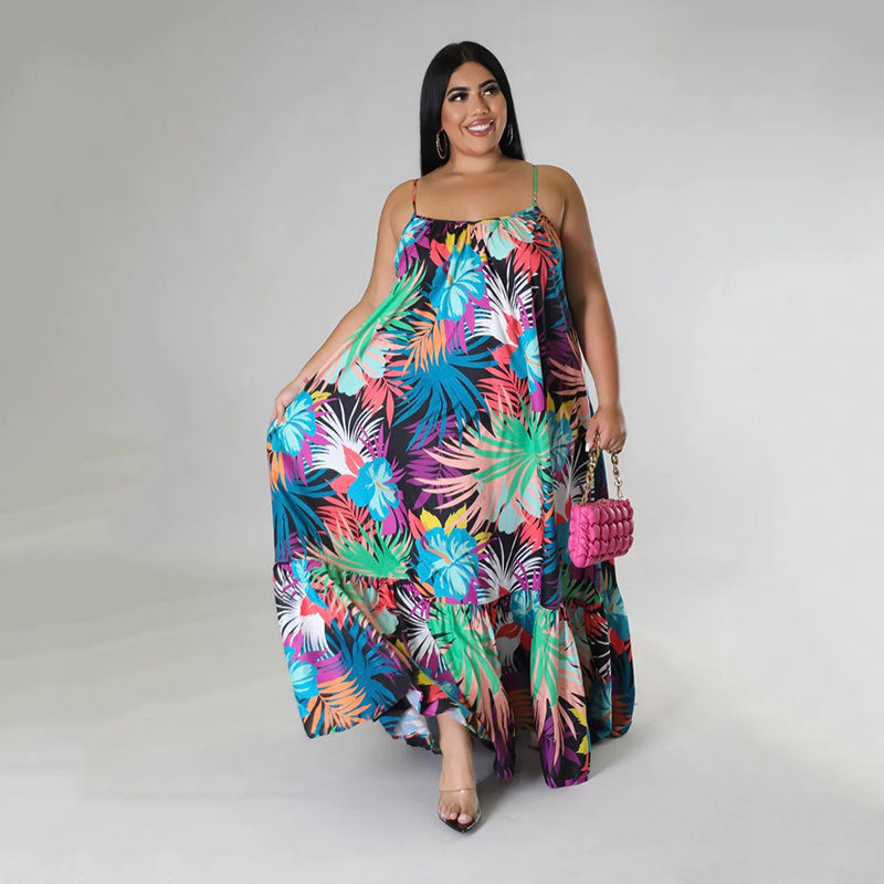 LADIES PLUS SIZE LONG DRESS RED / PINK / GREEN / BLACK (SIZE XL - 5XL)