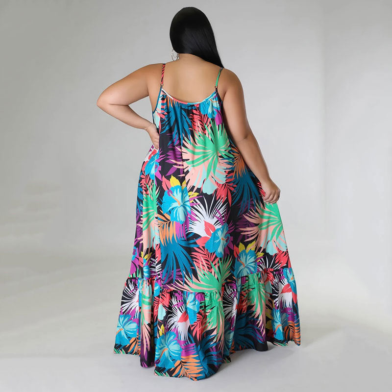 LADIES PLUS SIZE LONG DRESS RED / PINK / GREEN / BLACK (SIZE XL - 5XL)