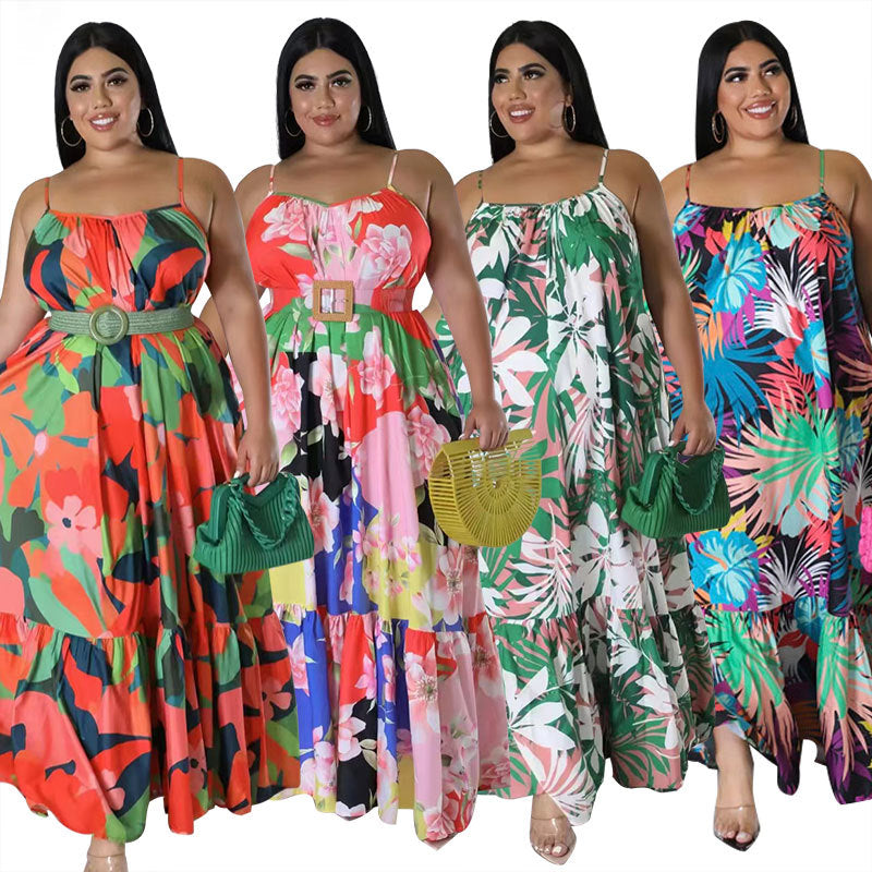 LADIES PLUS SIZE LONG DRESS RED / PINK / GREEN / BLACK (SIZE XL - 5XL)