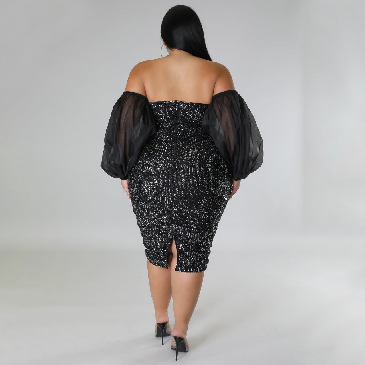 LADIES PLUS SIZE STRAPLESS EVENING DRESS BLACK / RED / CHAMPAGNE / GREEN / BLUE / WINE RED (SIZE L - 5XL)