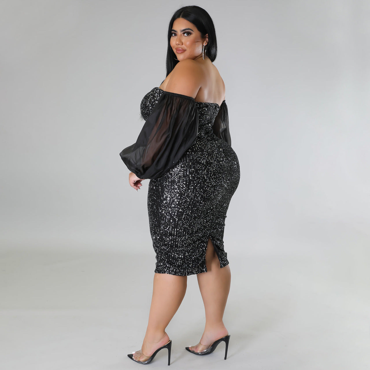 LADIES PLUS SIZE STRAPLESS EVENING DRESS BLACK / RED / CHAMPAGNE / GREEN / BLUE / WINE RED (SIZE L - 5XL)