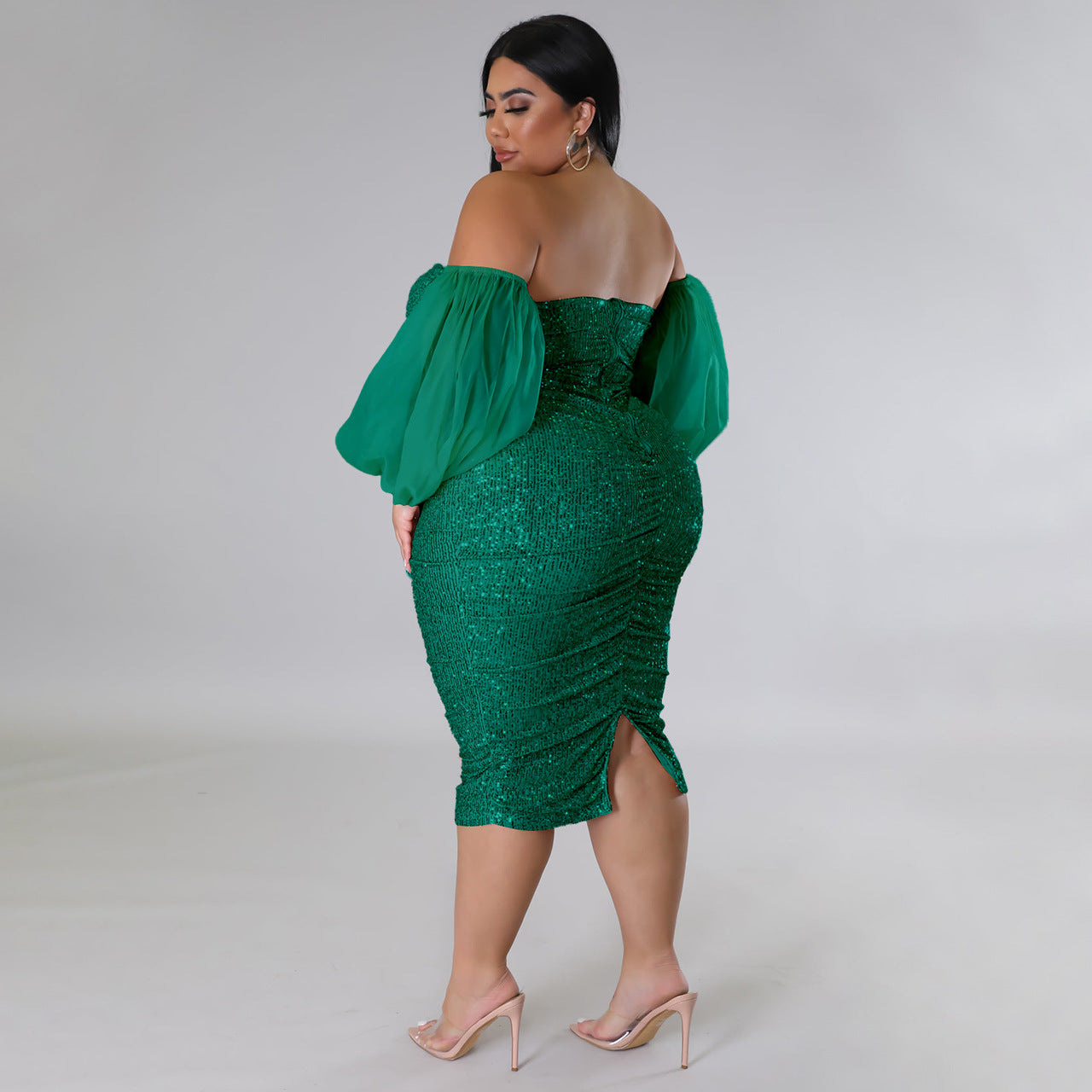 LADIES PLUS SIZE STRAPLESS EVENING DRESS BLACK / RED / CHAMPAGNE / GREEN / BLUE / WINE RED (SIZE L - 5XL)