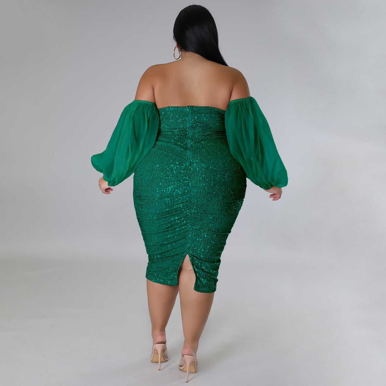 LADIES PLUS SIZE STRAPLESS EVENING DRESS BLACK / RED / CHAMPAGNE / GREEN / BLUE / WINE RED (SIZE L - 5XL)
