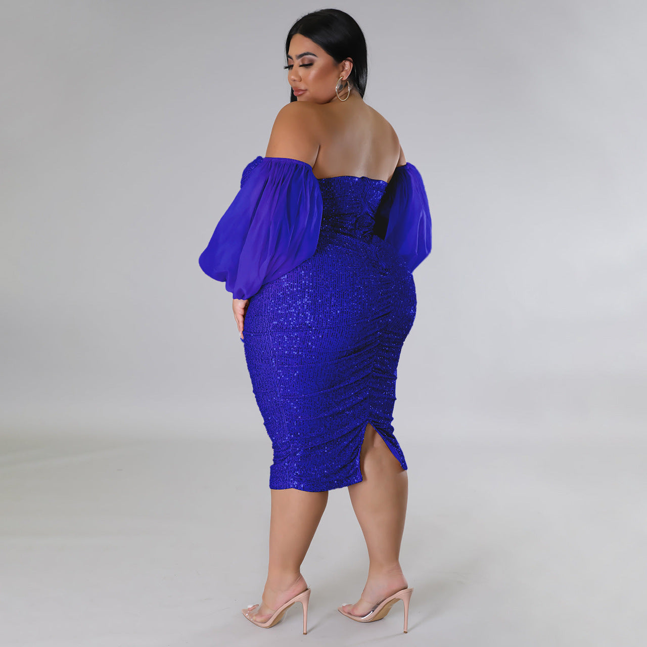LADIES PLUS SIZE STRAPLESS EVENING DRESS BLACK / RED / CHAMPAGNE / GREEN / BLUE / WINE RED (SIZE L - 5XL)