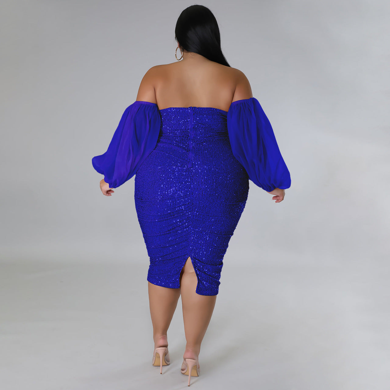 LADIES PLUS SIZE STRAPLESS EVENING DRESS BLACK / RED / CHAMPAGNE / GREEN / BLUE / WINE RED (SIZE L - 5XL)