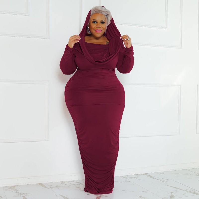 LADIES PLUS SIZE OFF THE SHOULDER DRESS PINK / WINE RED / COFFEE / GREEN (SIZE XL - 5XL)