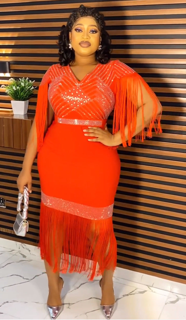 LADIES PLUS SIZE PARTY DRESS BLACK / PINK / WHITE / ORANGE-RED / BLUE (SIZE L - 3XL)