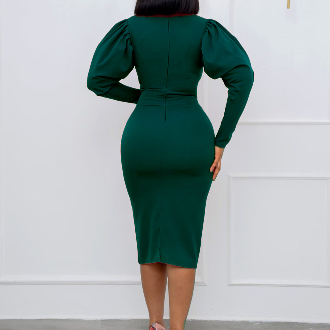 LADIES PLUS SIZE LONG SLEEVE DRESS RED / GREEN / BLACK (SIZE S - 3XL)