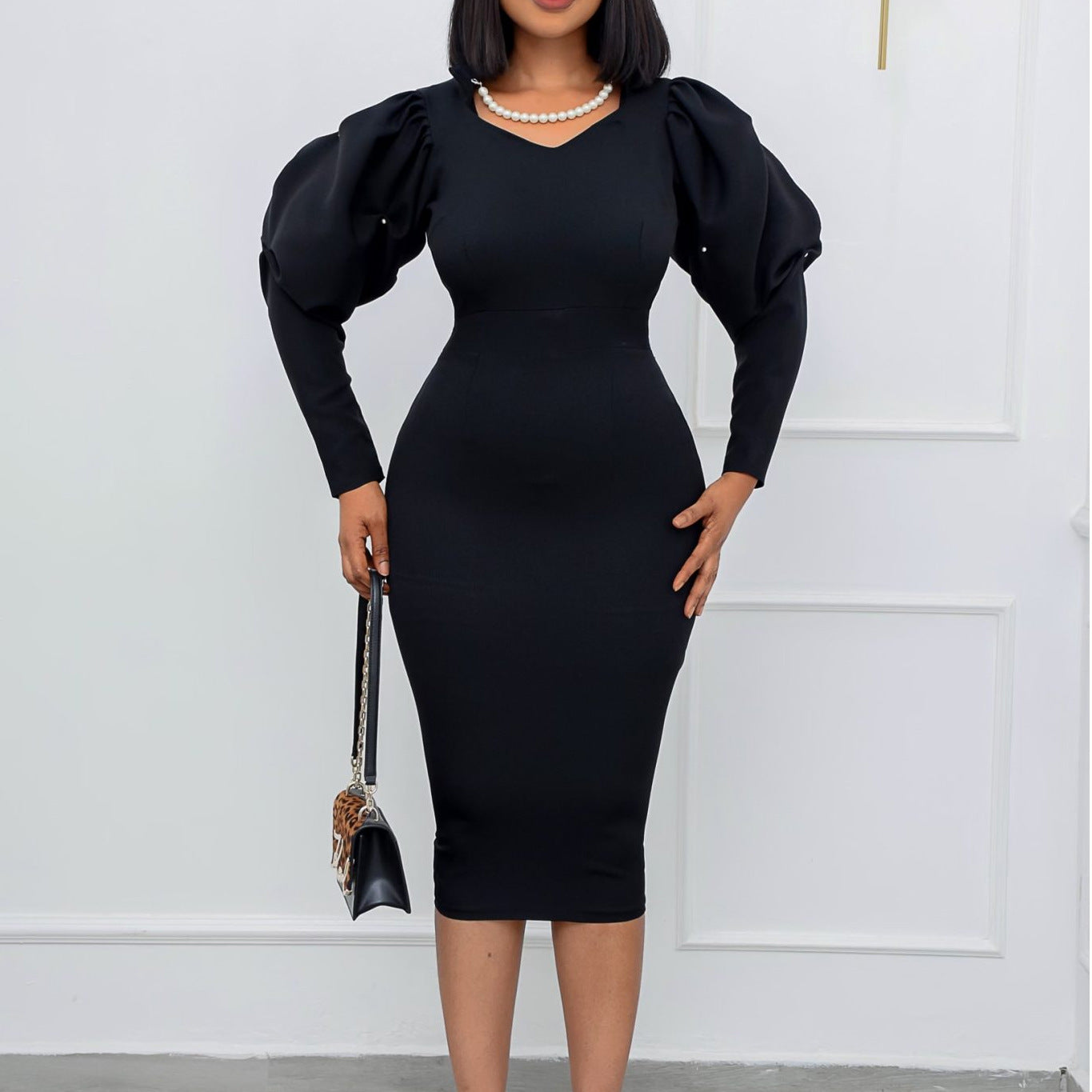 LADIES PLUS SIZE LONG SLEEVE DRESS RED / GREEN / BLACK (SIZE S - 3XL)