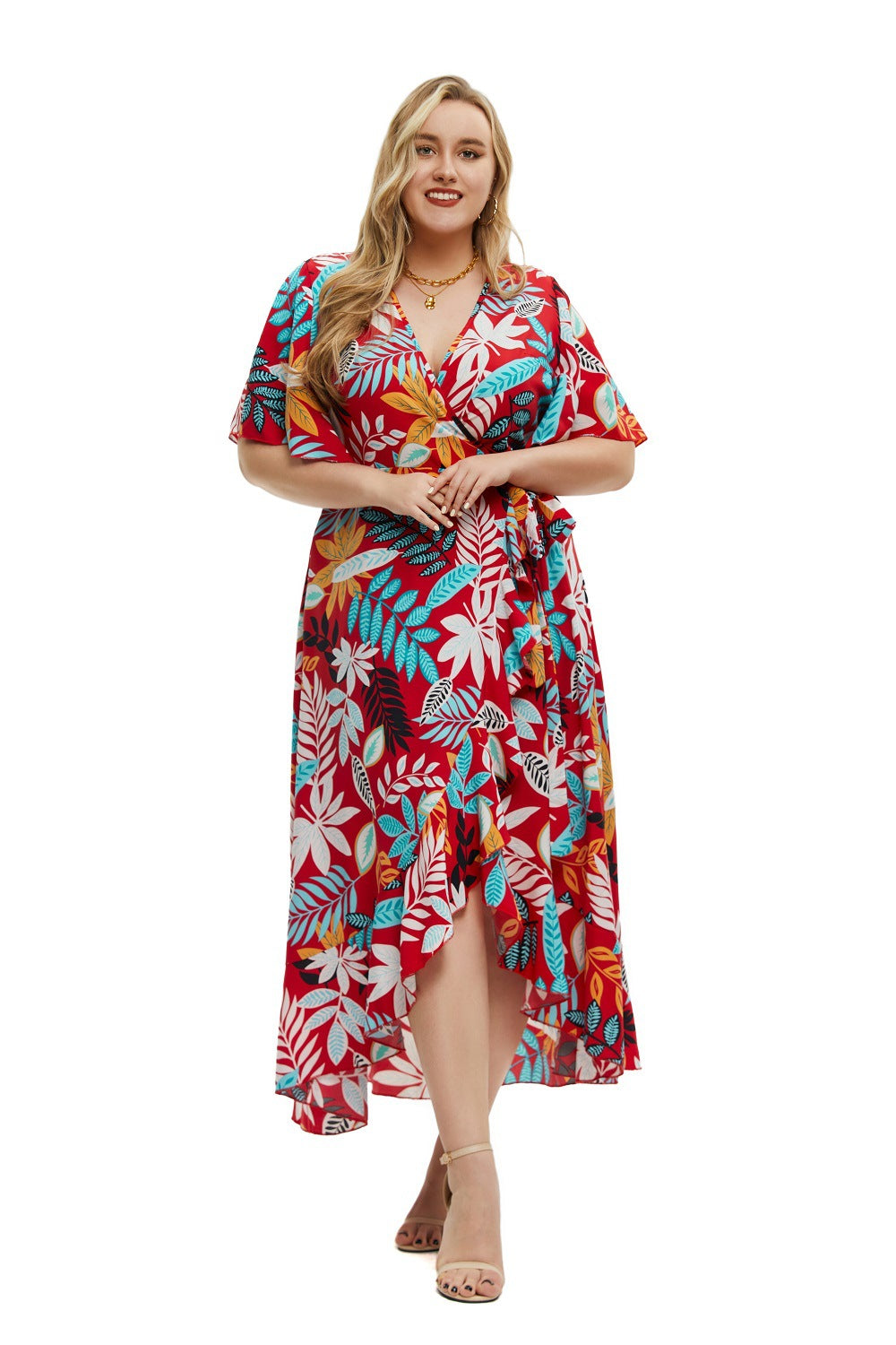 LADIES PLUS SIZE SHORT SLEEVE DRESS (SIZE XL - 5XL)
