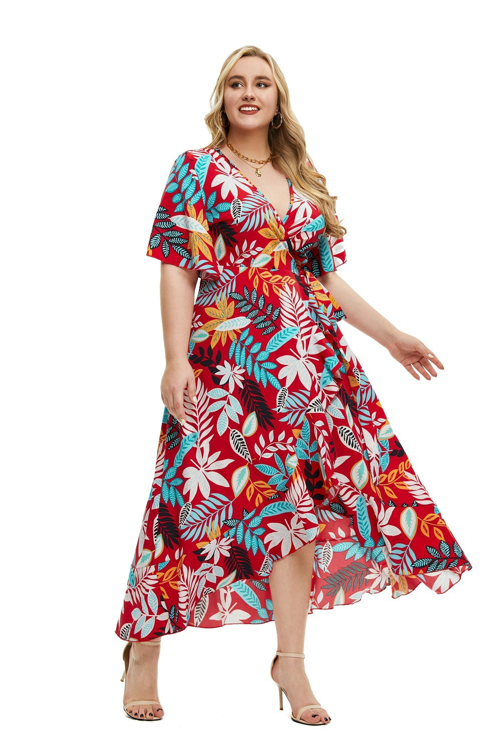 LADIES PLUS SIZE SHORT SLEEVE DRESS (SIZE XL - 5XL)