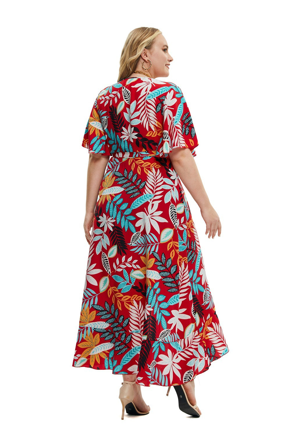 LADIES PLUS SIZE SHORT SLEEVE DRESS (SIZE XL - 5XL)