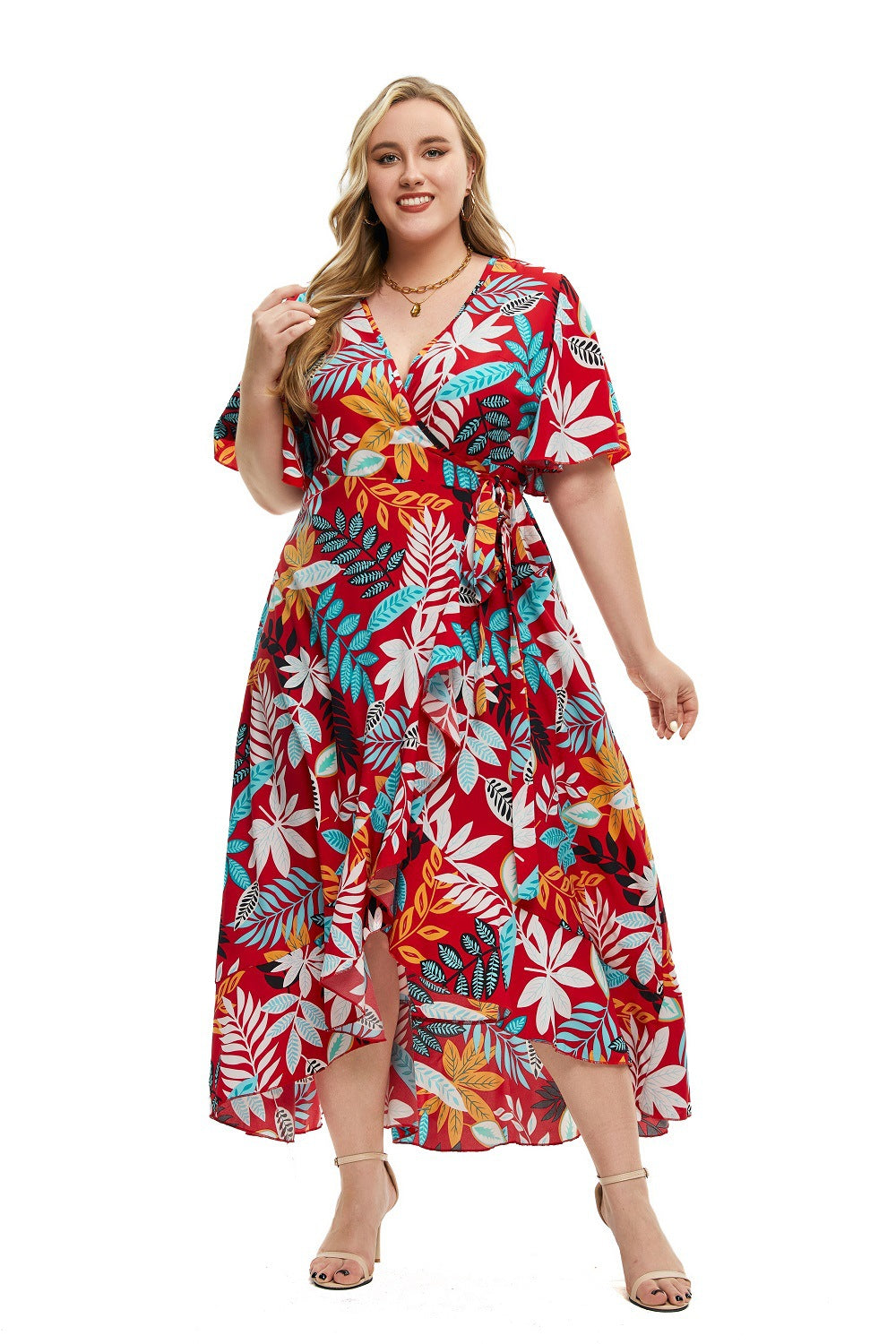 LADIES PLUS SIZE SHORT SLEEVE DRESS (SIZE XL - 5XL)