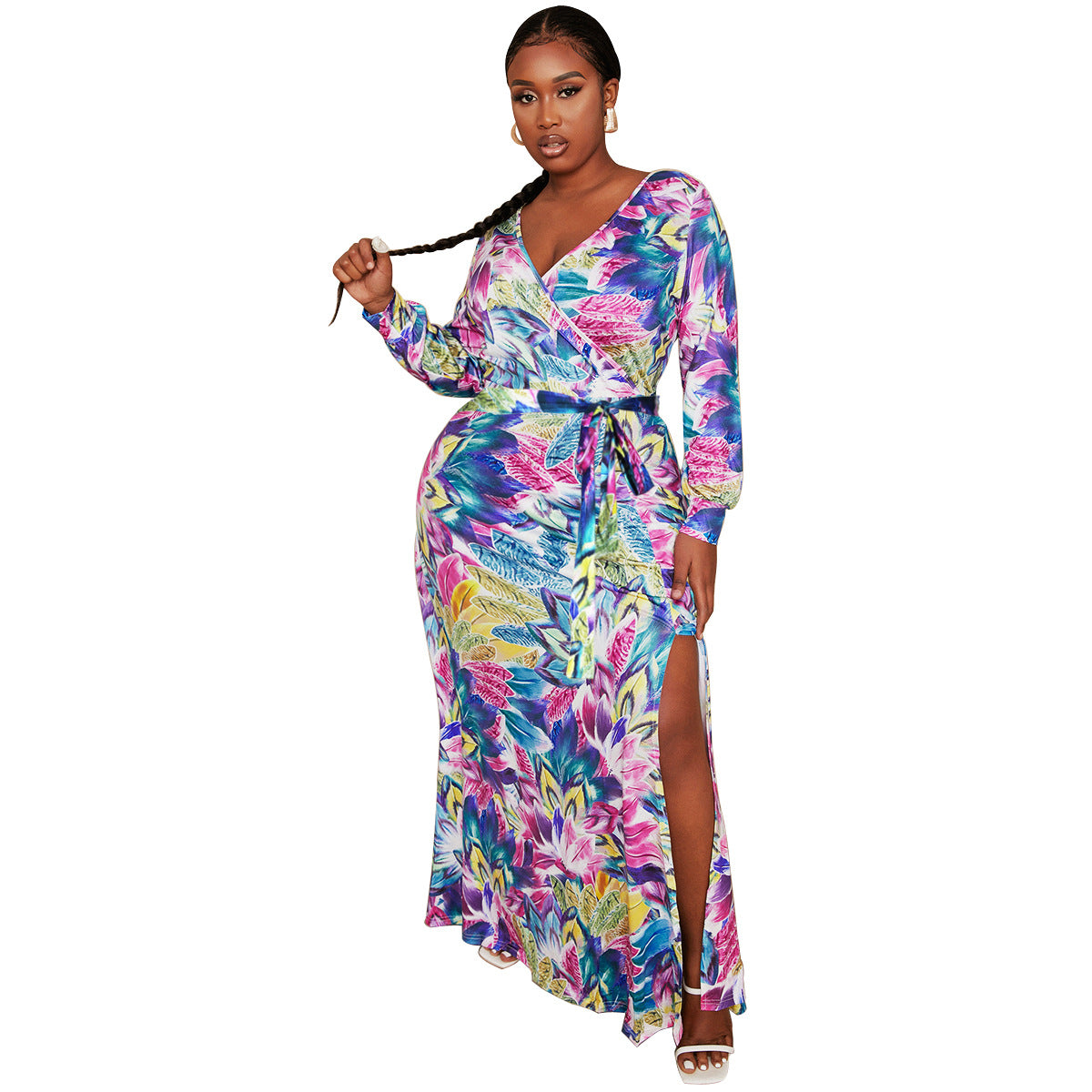 LADIES PLUS SIZE LONG SLEEVE DRESS (SIZE L - 4XL)