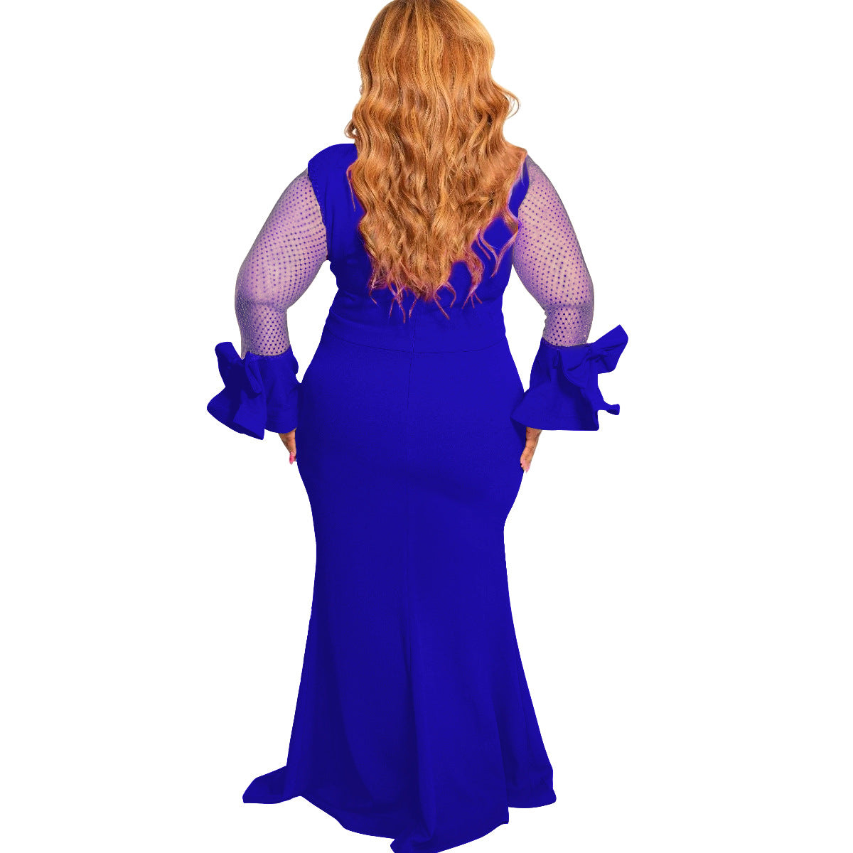 LADIES PLUS SIZE LONG SLEEVE DRESS WHITE / BLACK / RED / BLUE / YELLOW (SIZE M - 5XL)